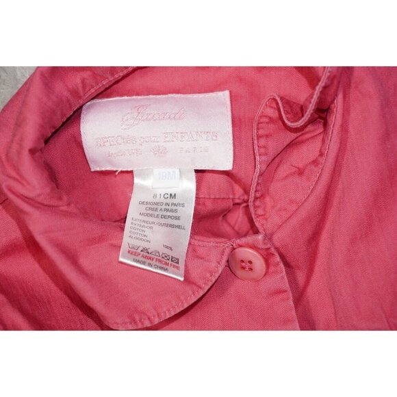 Jacadi Paris Baby Girl Jacket 18M 81cm Pink Lightweight Coat Peter Pan Collar - Picture 8 of 9